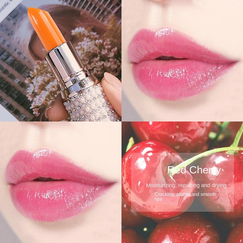 VIBELY Carotin-verändernder Lippenbalsam, feuchtigkeitsspendender, roter Kirschfarbtransformator, Lippenstift, Lippenstift, duftender Lippenstift, Lippenstift 01