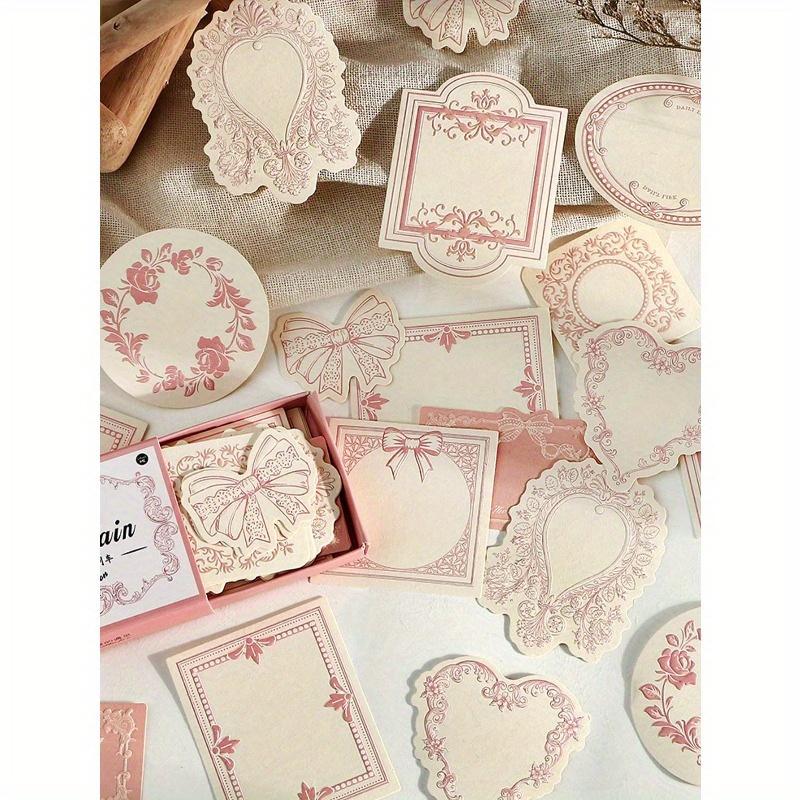 Eine Schachtel mit 30 einfachen und kreativen geprägten Haftnotiz-Materialpapieren, DIY-Dekorations-Collage-Bastelmaterialien, Festivalgeschenke, personalisiert 1 Set rosa