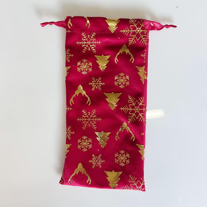 5 Stück, Weihnachts-Süßigkeiten-Samtbeutel - 13x18cm, Geschenkbeutel mit Kordelzug, Geschenkaufbewahrungsbeutel, Schmuckverpackungsbeutel rot