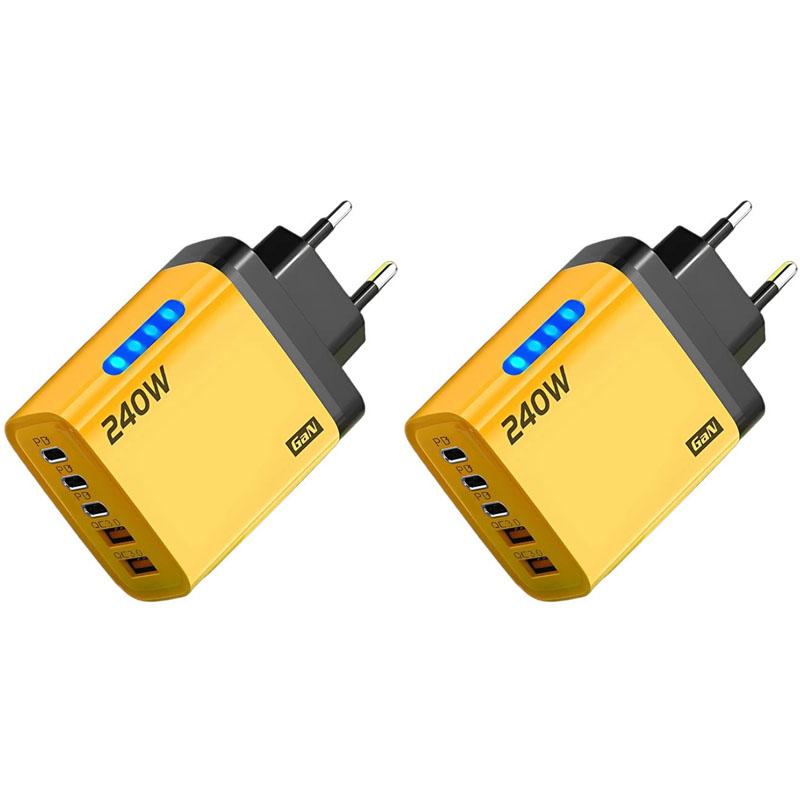 240W Schnelllader PD USB-Ladegerät Schnellladeadapter für Telefon 5 Anschlüsse Wandadapter EU-Stecker EU plug