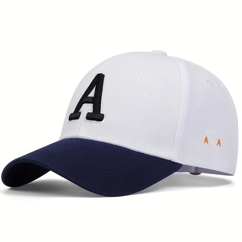 Buchstabe A Side AR Stickerei Baseballmütze Paar Outdoor Snapback Hut Baumwolle Papa Hut Golf Caps Wild Hats dunkelblau/weiß