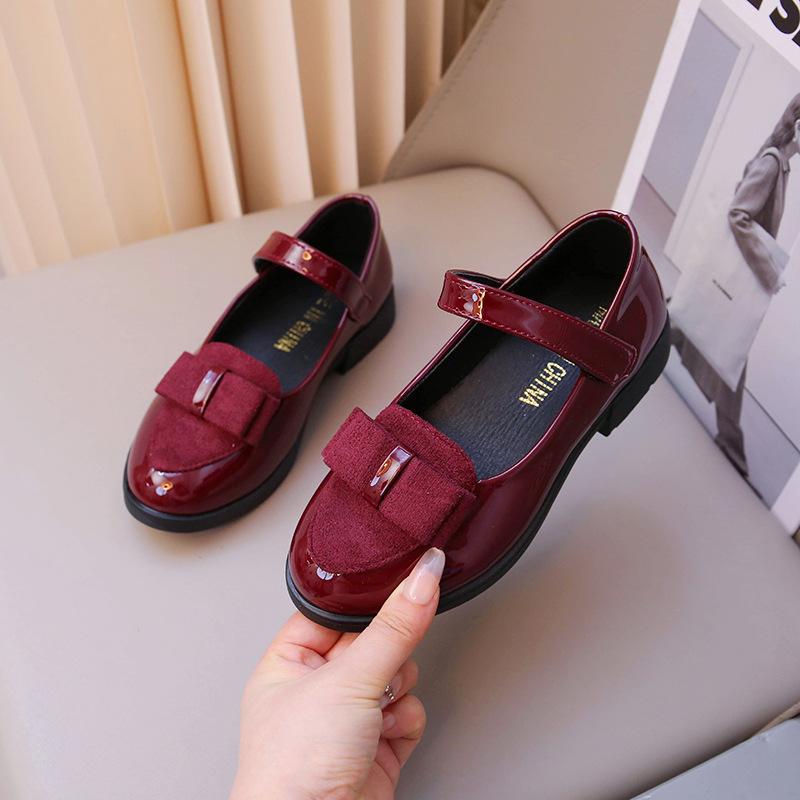 Mädchen Ballerinas Kinder Prinzessin Schuhe mit Schleife Süße Kinder Mary Janes Elegant Klassischer Britischer Stil Mode 33 wein rot