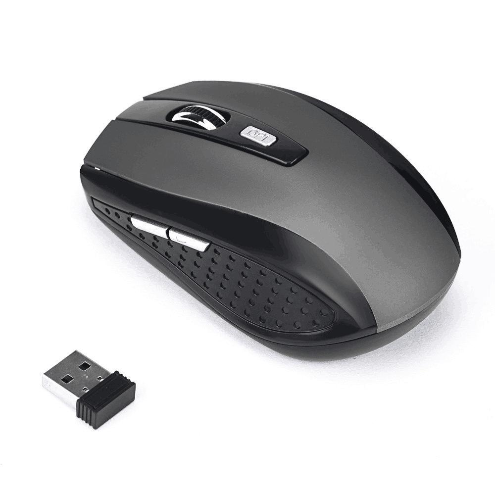 1PC Maus Gaming 2,4 GHz Drahtlose Maus USB Empfänger für PC Laptop Desktop-Computer Maus Mäuse für Laptop Computer LM grau