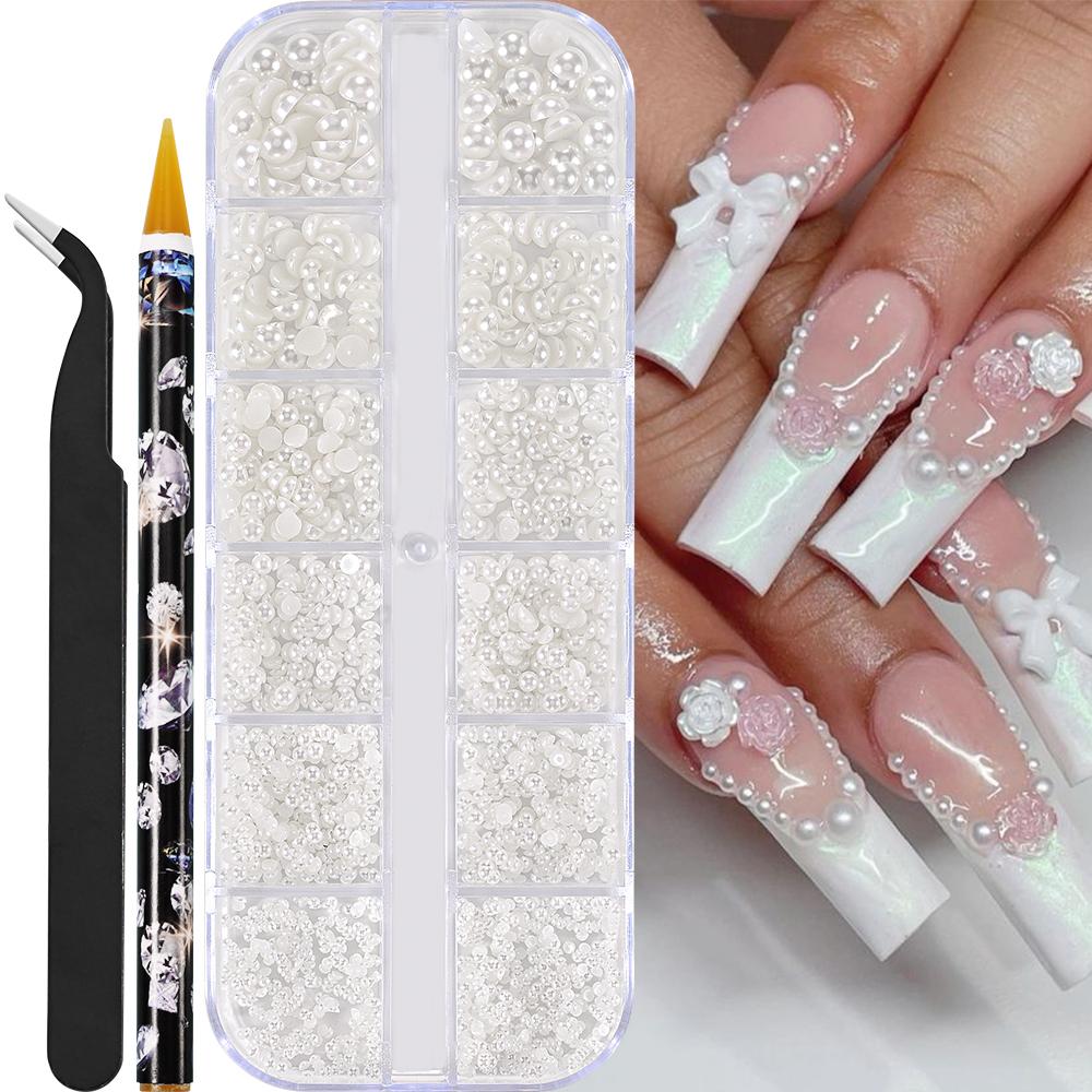2600-teiliges 3D-Set aus glänzenden Kristall-Strasssteinen für Nägel, Edelsteine mit Picks und Pinzette für Nagelkunst, Handwerk, Strass-Nagelkunst, DIY-Dekoration