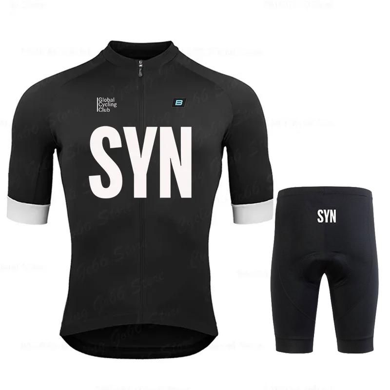 2025 Synful Herren Fahrradbekleidung Set Kurzarm T-Shirt für Mountainbike Triathlon MTB Sommer M