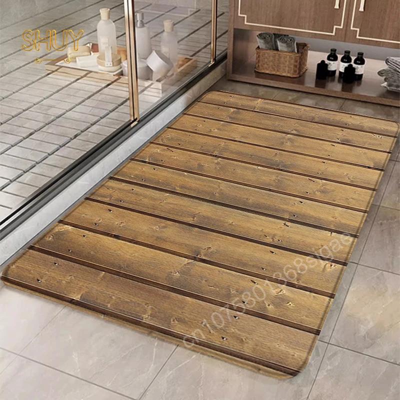 Fußmatte mit Holzmaserung, Badezimmerteppich, Kücheneingang, rutschfest, Wohnzimmersofa, dekorative Fußmatten für Zuhause, Kinderkriechteppich 80x120cm-32x47in