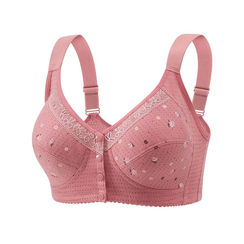 BHs aus Baumwolle mit Frontverschluss, Übergröße, bügelloses Bralette, Baumwoll-BH-Weste, Büstenhalter mit Frontschnalle, bequeme Unterwäsche, S-4XL 4XL pink