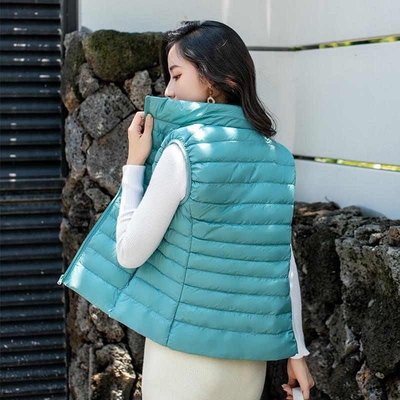Packbare, ultraleichte, ärmellose Daunenjacke für den Winter für Damen, weiße Entenfedern, warme Weste, Daunenweste, Oberbekleidung, Mäntel für Damen L grün