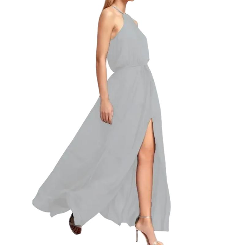 2024 sommer Langes Kleid Hohe Split Boho Strand Kleid Tunika Maxi Kleid Frauen Abend Party Kleid Sommerkleid Vestidos de festa XXL M graue