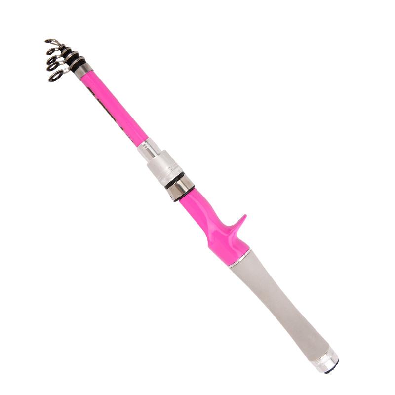 Hochempfindliche Teleskop-Angelruten mit kurzer Reichweite, 1,5/1,8/2,1/2,4 m, Kohlefaser, rosa, Spinn-/Casting-Pole, Köder-Angelrute Cast 1.5M rosa