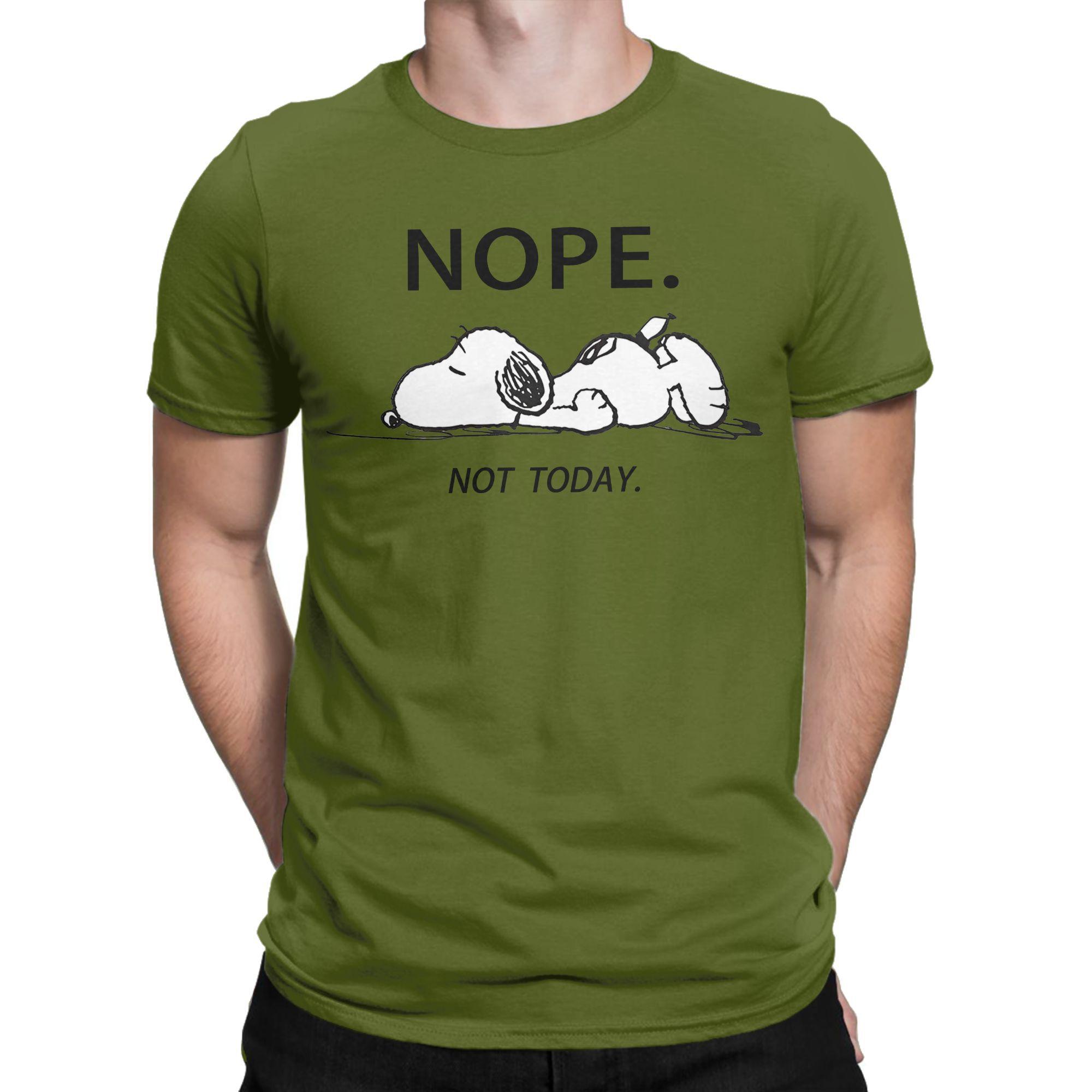 Herren Niedliche Cartoon Snoopy T-Shirts Nope Not Today Baumwollkleidung Coole Kurzarm Rundhals T-Shirts 4XL 5XL 6XL T-Shirts S