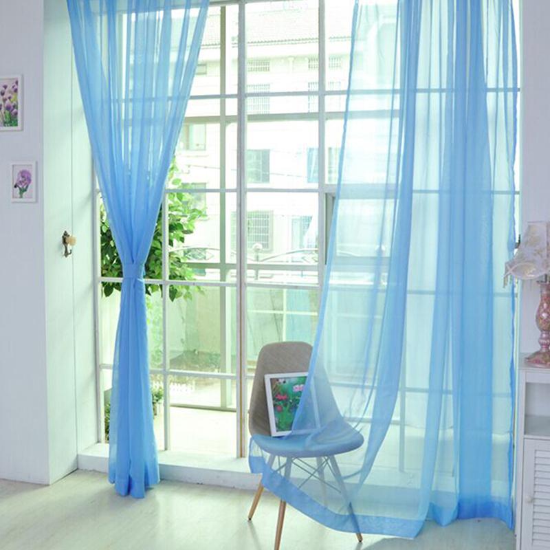 Colorful Floral Tulle Door Window Curtain Sheer Valances Scarf NewMöbel & Wohnen, Dekoration, Vorhänge! himmelblaue