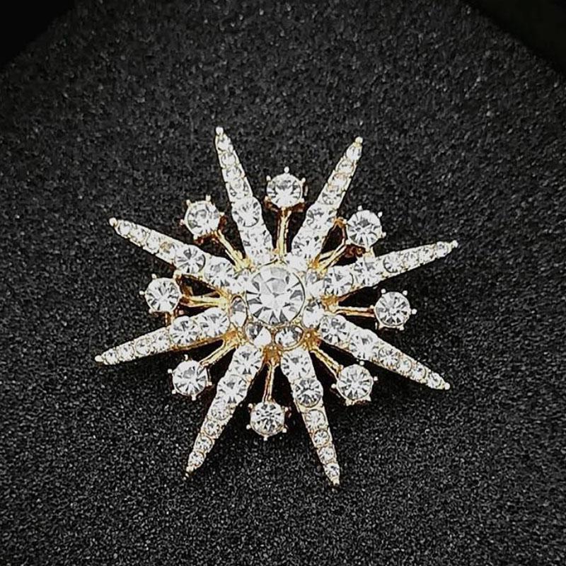 Luxus Hochwertige Strass Stern Brosche Kristall Corsage Anzug Mantel Abzeichen Anstecknadel für Männer Frauen Kleidung Zubehör Schmuck gold