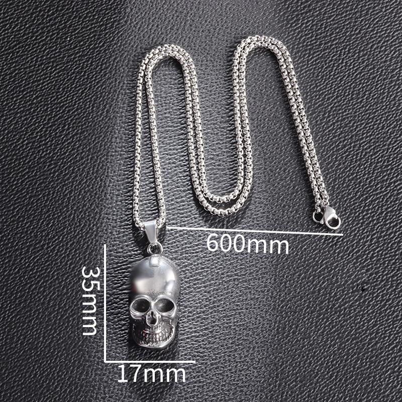 Europäische und Amerikanische Schädel Personalisierte Halskette Punk Hip Hop Edelstahl Halskette Retro Metall Stil Herrenschmuck gray