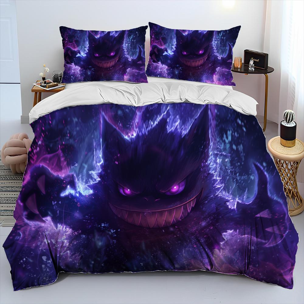 3D Cartoon Pikachu Pokemon Monster Bettdecke Bettwäsche Set Bettbezug Bett Set Steppdecke Bezug Kissenbezug Queen Bettwäsche Set Erwachsene Kinder AU Single(140*210cm)3pcs