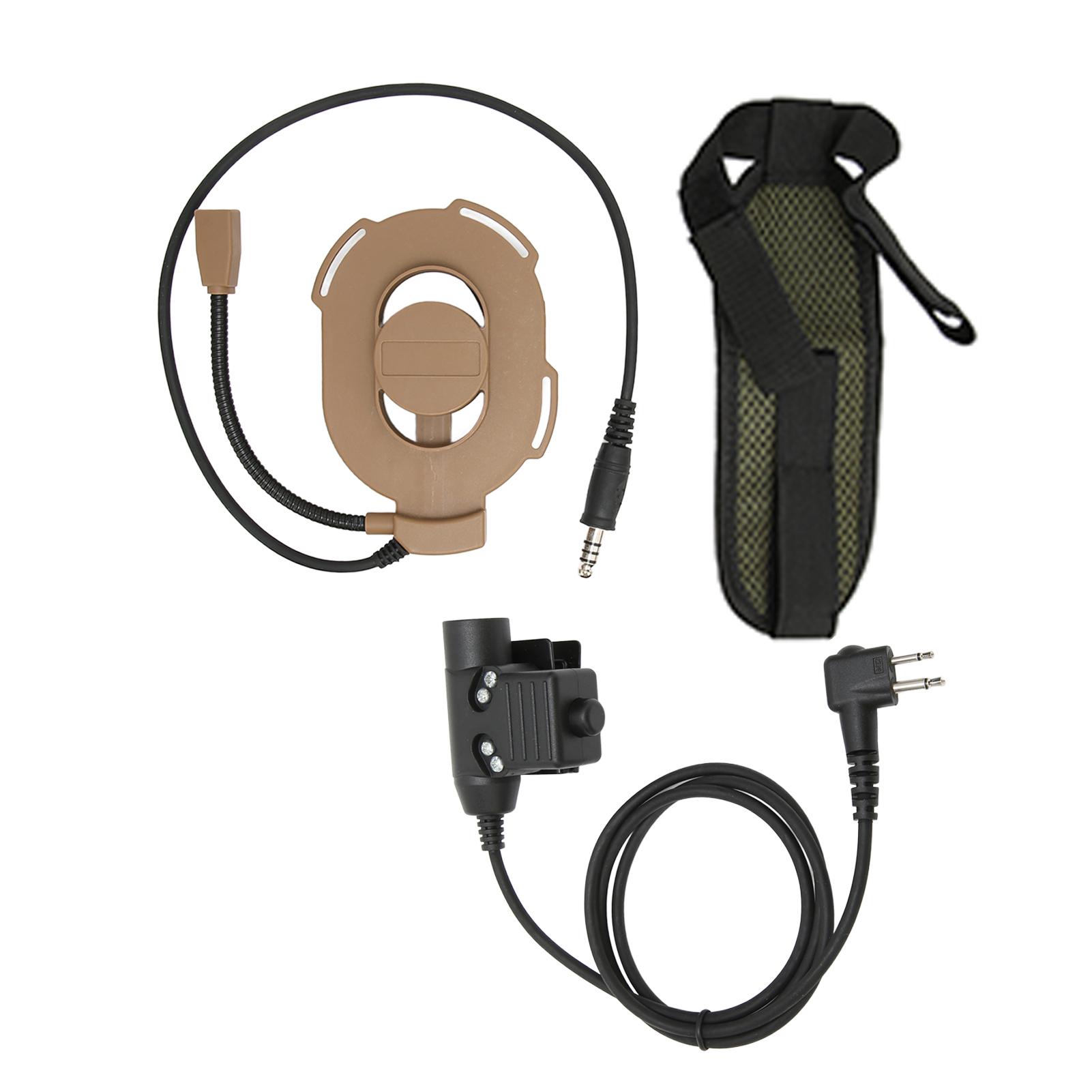 HD01 Militär-Headset 2-Wege-Funkkopfhörer mit U94 PTT Kompatibel für MOTOROLA GP88 GP-300 GP3688 braun