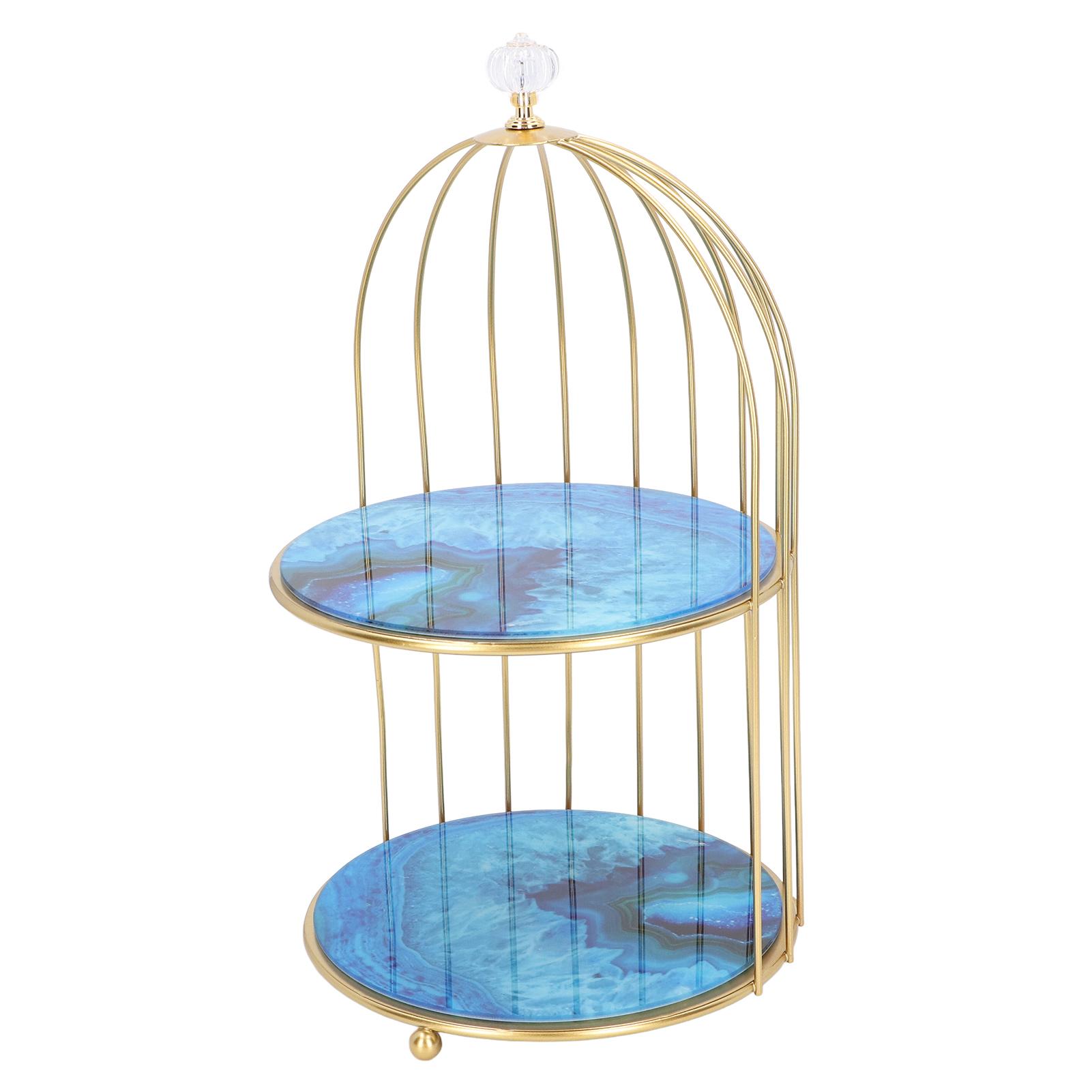 Doppelschichtiges Aufbewahrungsregal Vogelkäfig Organizer Ausstellungsständer für Badezimmer Arbeitsplatte Schminktisch Agate Stone Pattern