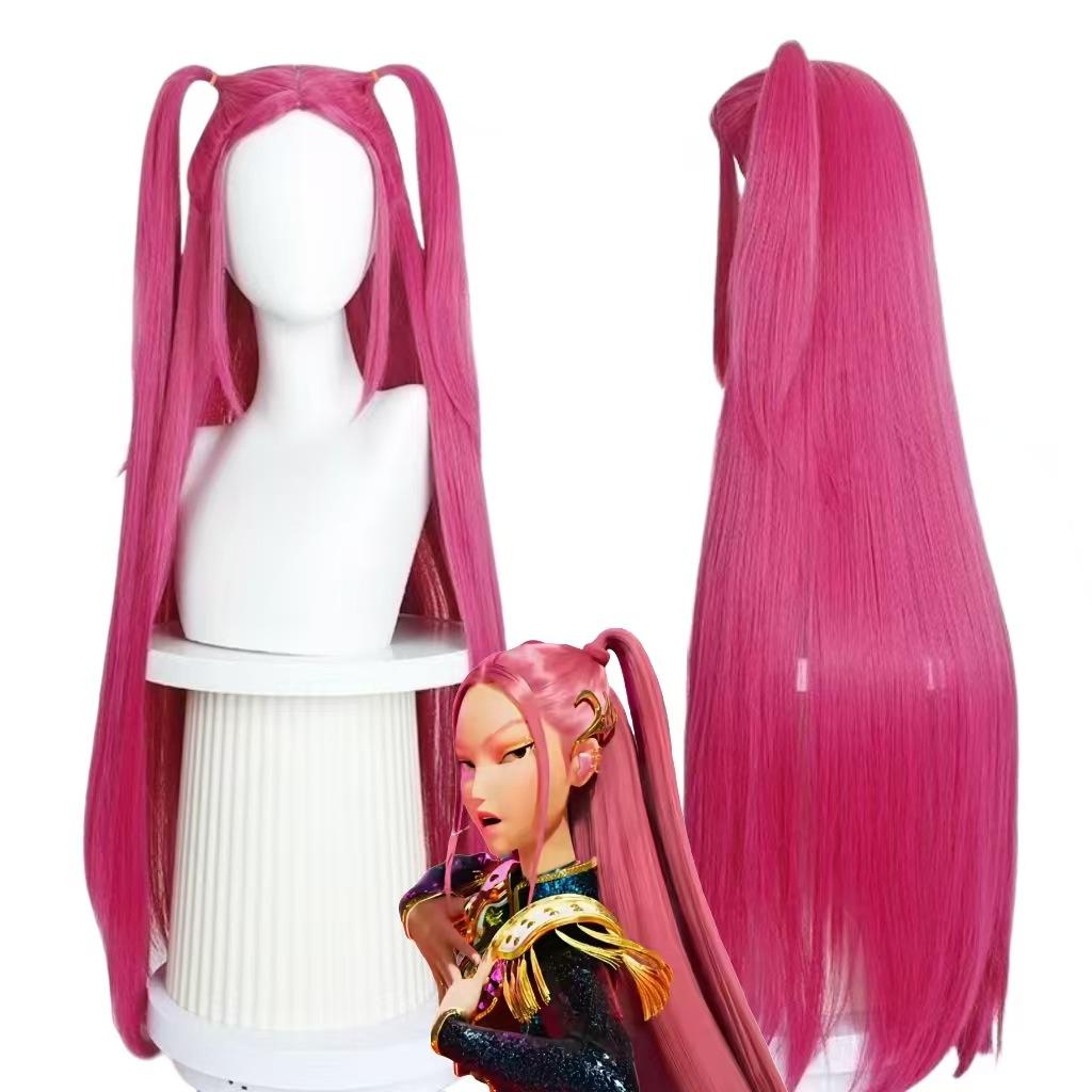 Anime Kostüm Cosplay Perücke, Lila Zopfperücken für Frauen Männer, Popstar Haar Halloween Cosplay Requisiten rosa
