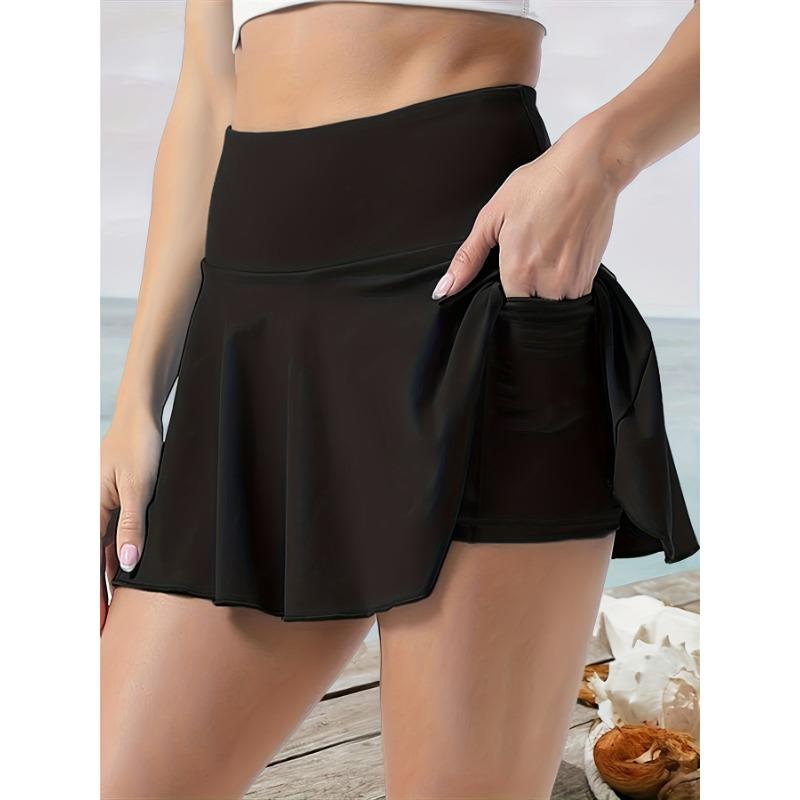 Einfarbige Sport-Skorts mit Handytasche, Tennis, Golf, Yoga, aktive Röcke XL schwarz