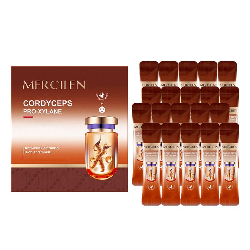 MERCILEN 20 STK Cordyceps Bose Yin Doppelte Anti-Aging-Schlafmaske, feuchtigkeitsspendend, straffend, Anti-Falten-Anwendung, Gefriermaske für den zweiten Wurf