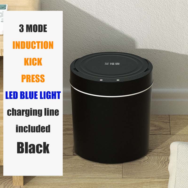 Intelligenter Mülleimer, automatischer elektrischer berührungsloser Induktions-Mülleimer mit Deckel, Badezimmer, Wohnzimmer, intelligenter wasserdichter Mülleimer, berührungsloser Abfalleimer 13L schwarz