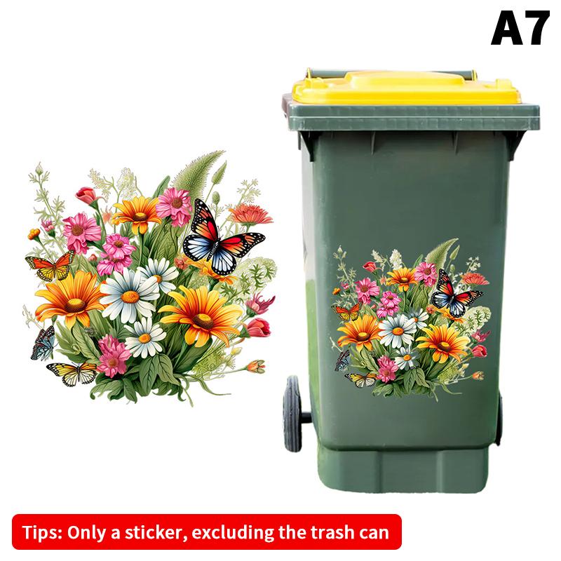 Sonnenblumen Mülleimer Aufkleber Floral Rad Mülleimer Aufkleber Selbstklebend Wasserdicht PVC Aufkleber Für Wände Badezimmer Heimdeko