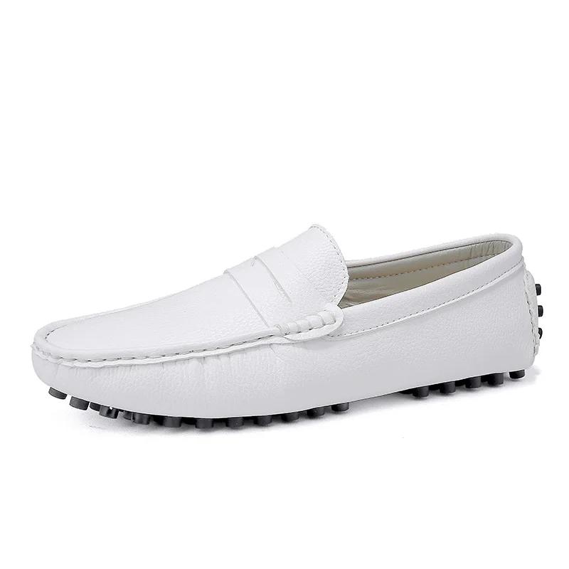 Mode Hohe Qualität Spaltleder Herrenschuhe Weiche Mokassins Slipper Mode Bequeme Herren Flats Bequeme Fahrschuhe Große Größe 48 49 50 39 weiß