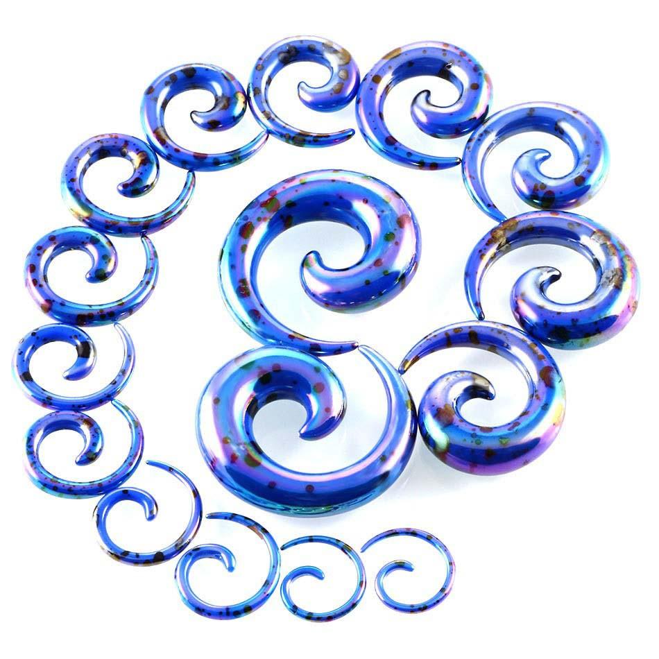 2PCS Acryl Ohr Spirale Stecker Ohrring Messgeräte Punk Acryl Taper Expander Stecker Tunnel Piercings Bahre Kits Körper SchmuckRing 4mm blau
