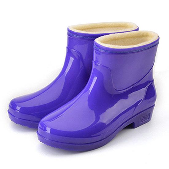 Warme Regenstiefel für Damen, wasserdichte Regenschuhe, weiblich, große Größe, rutschfest, Plus-Samt-Arbeitsschuhe 41 violett