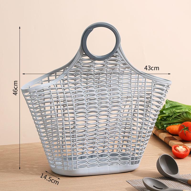 Gemüsekorb, tragbarer Einkaufskorb, Aufbewahrungskorb aus Kunststoff, zum Einkaufen von Gemüse und Obst im japanischen Stil, dicker tragbarer Korb schwarz