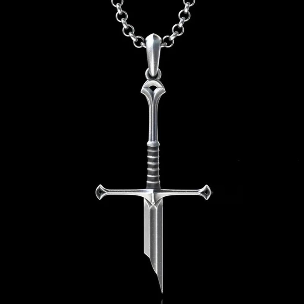 Gotische Halskette mit gebrochenem Schwert, Punk, Kreuz, Krieger, Hippie-Schmuck, Anhänger mit gebrochenem Schwert, Vintage, persönlich, düsterer Stil, Kreuz