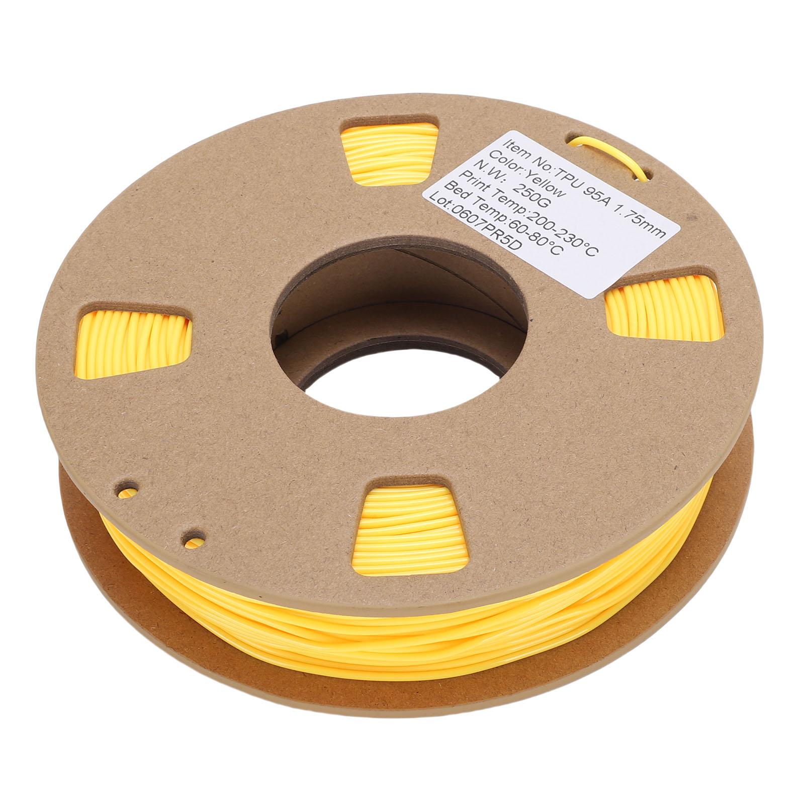 3D-Drucker Filament 250g 1.75mm 95A TPU Flexibel Hohe Elastizität Drucker Filament Ersatz 0.02mm Genauigkeit gelb