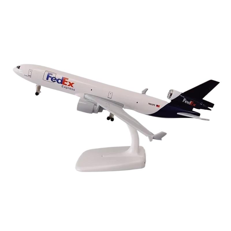 20cm Legierung Metall Luft Fedex Express Airlines MD MD-11 Diecast Flugzeugmodell Flugzeug Flugzeug mit Flugzeuge Dekoration Modellflugzeug gray