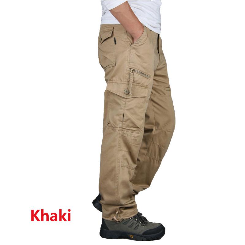 Neue Mode Für Männer Baumwolle Casual Arbeit Hosen Cargo Hosen Männer Outwear Multi Tasche Taktische Militärische Armee Gerade Hosen Hosen hosen XXXL khaki
