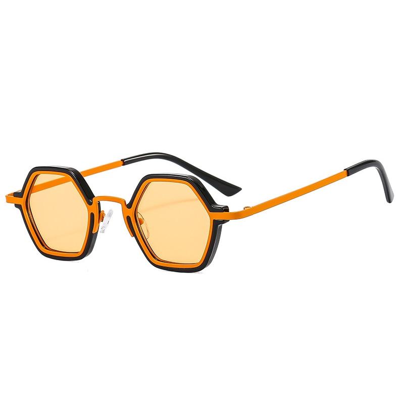 SHAUNA Retro Polygon Quadrat Sonnenbrille Damen Mode Klare Ozean Farbverlauf Linse Brillen Herren Trendig Punk Sonnenbrillen Schattierungen UV400 Black champagne