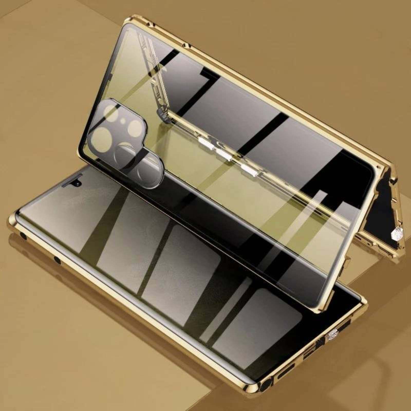 360° Magnetische Anti-Spionage-Hülle für Samsung Galaxy S25 Ultra/S25 Plus/S25+ mit Kameraobjektivschutzabdeckung Handy-Bumper Galaxy S25 Ultra gold