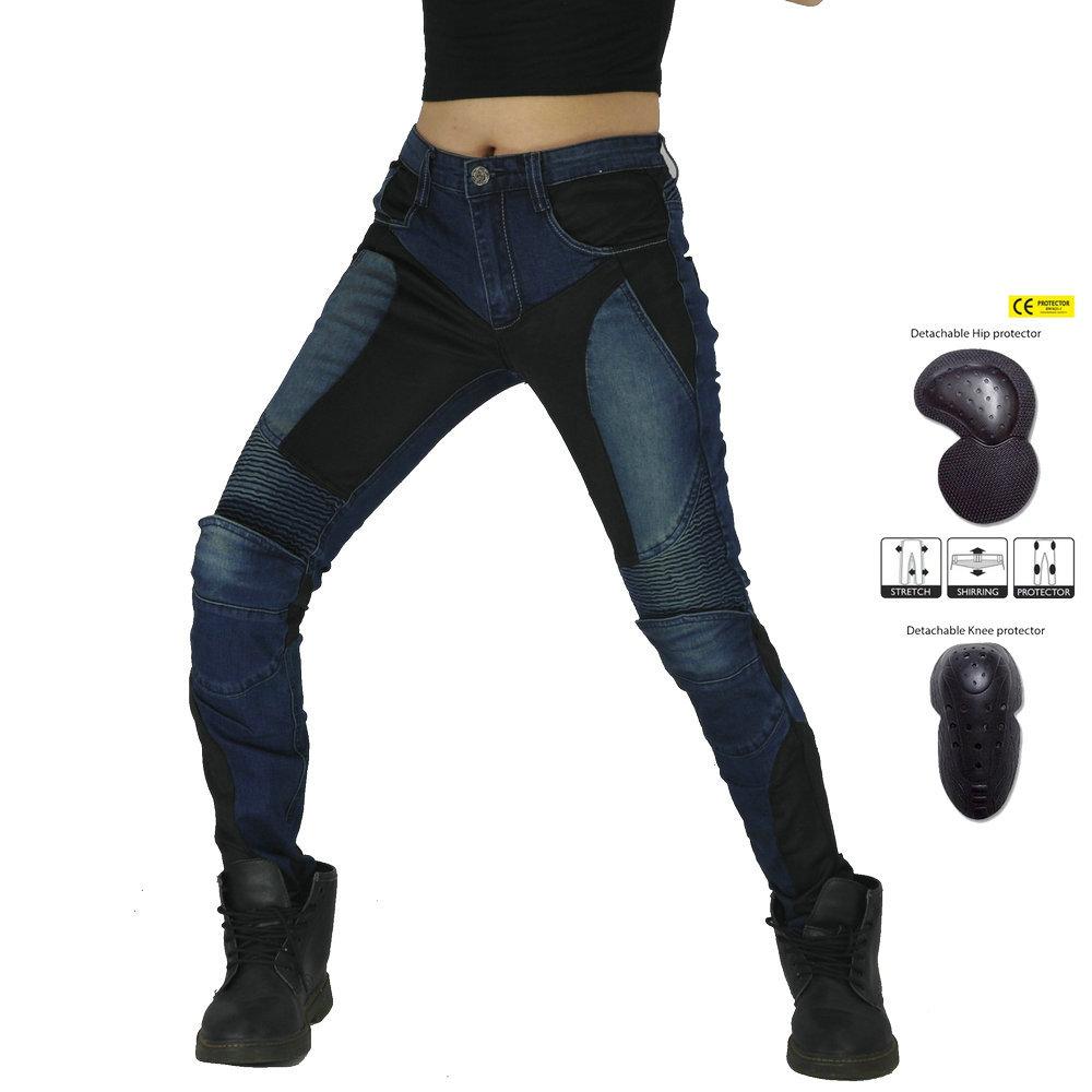 LOONG+BIKER+ Motorrad-Slim-Fit-Anti-Drop-Hose + Motorrad-Jeans + atmungsaktive Motorrad-Radhose für Damen S blau