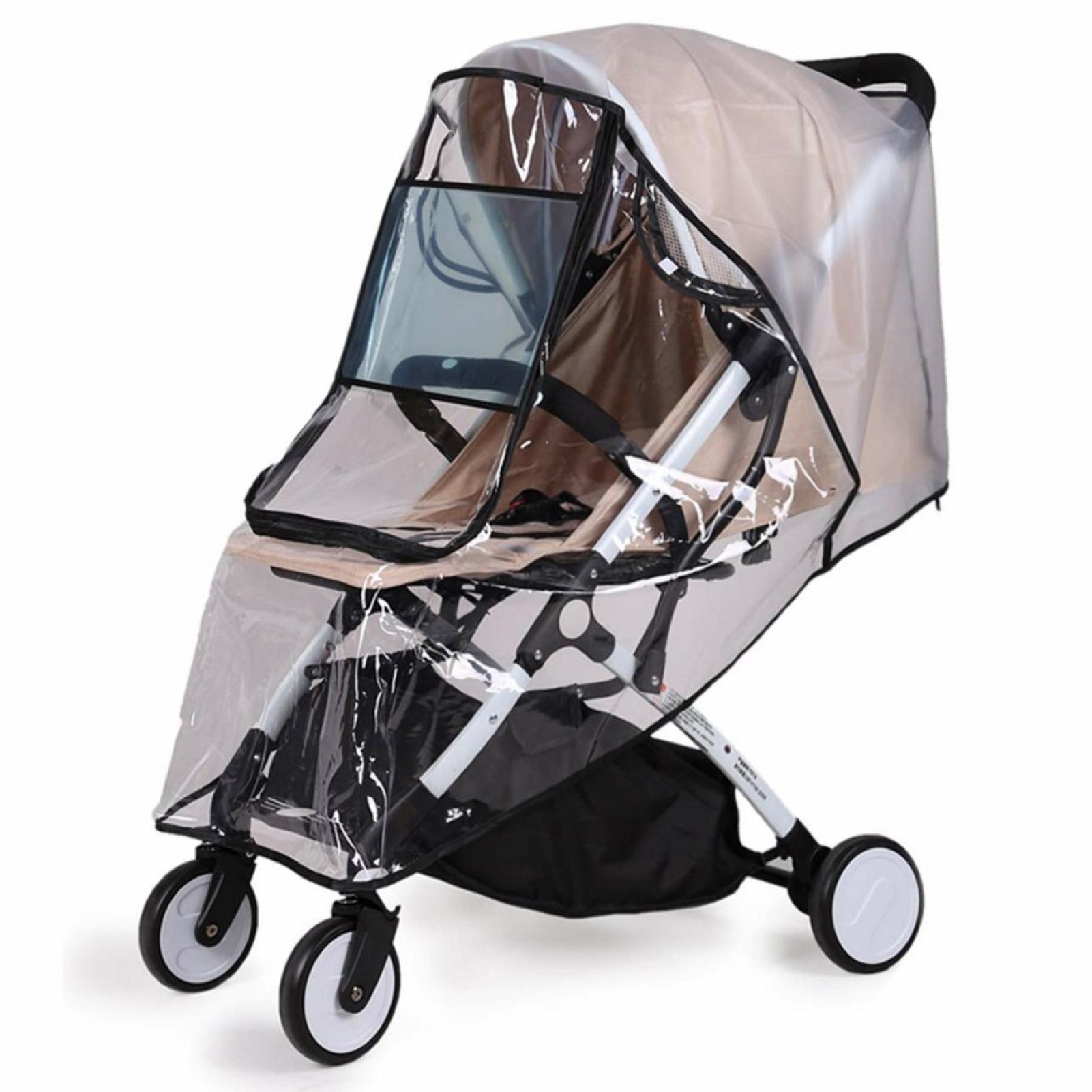 Baby Kinderwagen Regenschutz Transparent Verstellbar Stoßfest Winddicht Abdeckung für Kinderwagen Schwarz schwarz