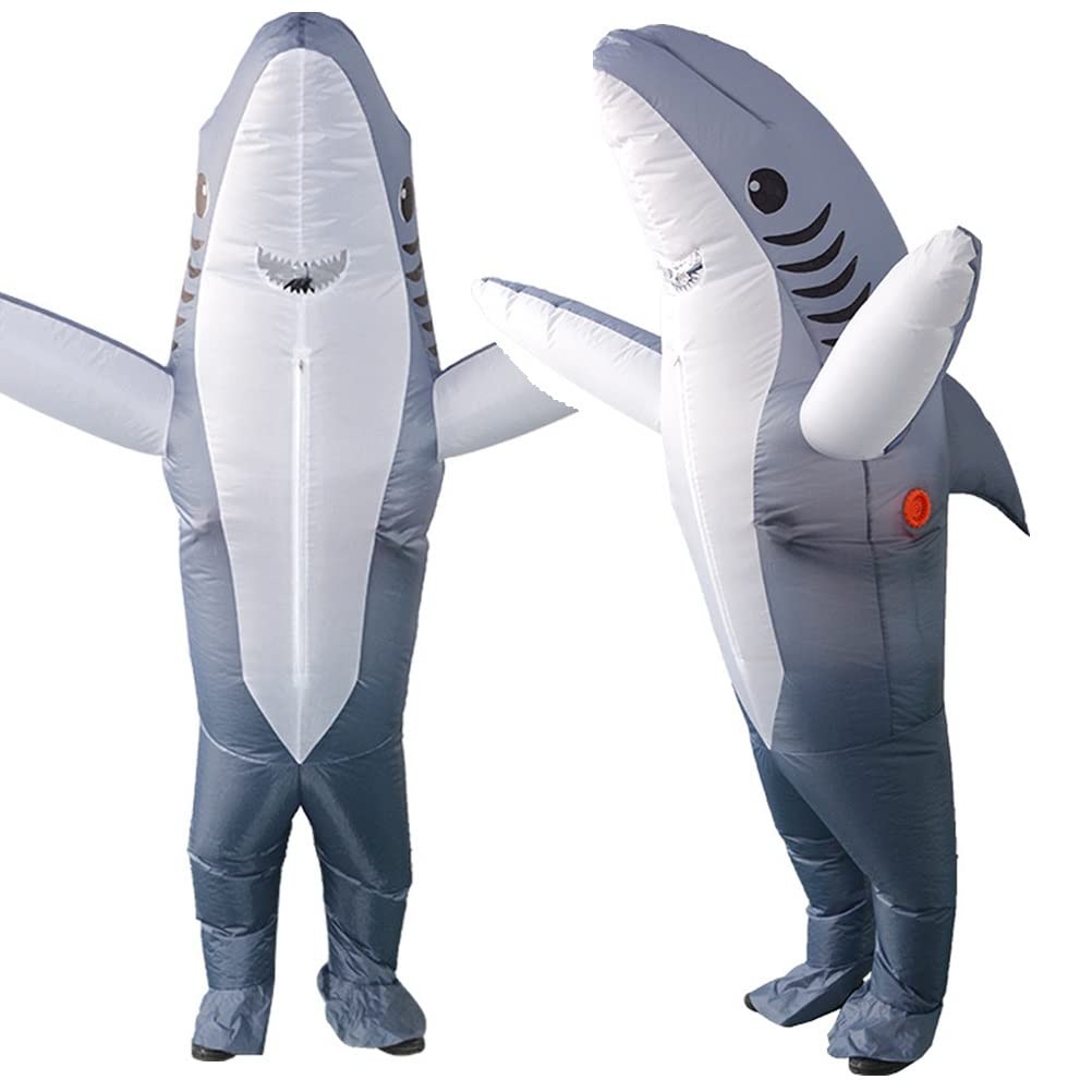 Aufeeky Erwachsener Hai Kigurumi Cosplay Aufblasbar Perfekt für und Kostüm, Luftbefüllbares Kostüm, Weihnachten, Halloween, Jahresendpartys. Leicht,