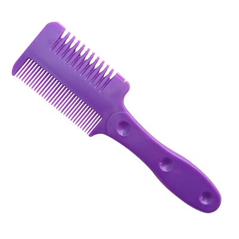 2 in 1 Haarschneidemaschine Friseurkamm Home Pony Haarschneider Ausdünnungsbürste mit Rasiermesser Abnehmbare Styling-Tools violett