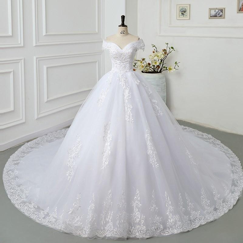 Schulterfreies Prinzessin Sweetheart Hochzeitskleid für Frauen Glitzer Ärmellos Vintage Braut Brautkleid Maßgeschneidert S weiß