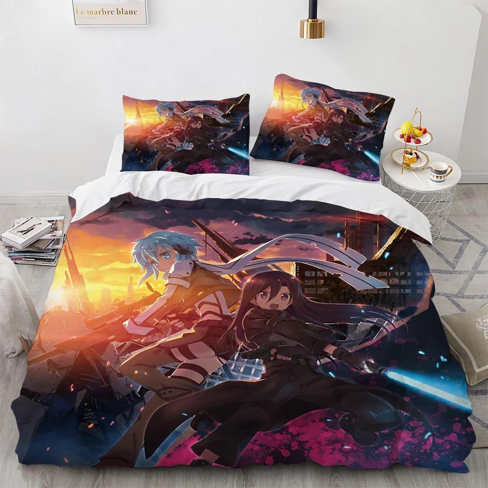 Sword Art Online Bettwäsche-Set, Anime-Bettbezüge, King-Size-Bett, Queen-Size-Bett, Doppelbett, Einzelbett ... 135X200cm-2pcs