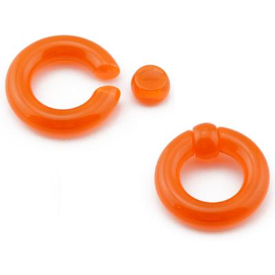 1 Paar Acryl BCR Großer Großer Größe Riesiger Klemmkugelring Ohr Tunnel Plug Expander Gauge Männlicher Nasenring Piercing Körperschmuck 8mm(0g) orange