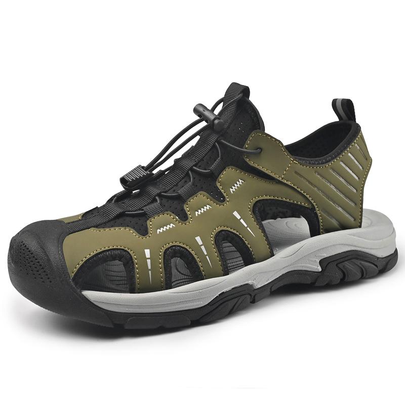 Echtes Leder Herren Sandalen Sommer Männer Strand Sandalen Outdoor Sandalen für Männer 39 armee grüne