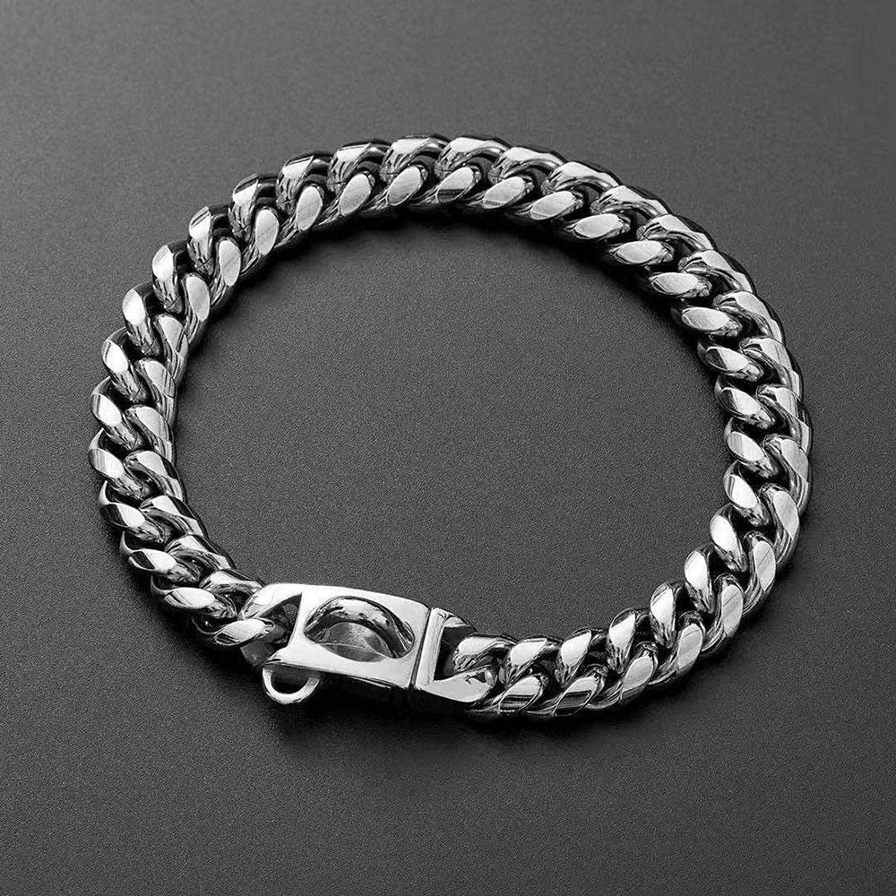 Robustes Hundehalsband aus Edelstahl in Gold mit Sicherheitsschnalle, 15 mm kubanische Gliederkette, Trainingshalsband, Hundehalsband zum Spazierengehen 18inch (46cm)