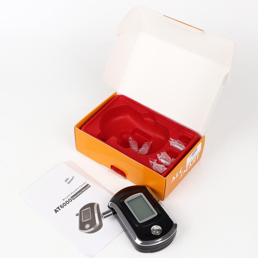 Digitaler Alkoholtester AT6000 Polizei Alcotest Alkoholmeter LCD-Bildschirm Sicherheit Alkohol-Atemtester Alkoholmessgerät ohne Batterie