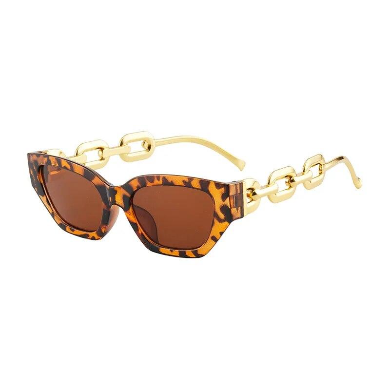 INS Vintage Cat Eye Sonnenbrille Damen Trend Neue Mode Kleine Metallkette Sonnenbrille Elegante Brille Mode Schwarze Sonnenbrille
