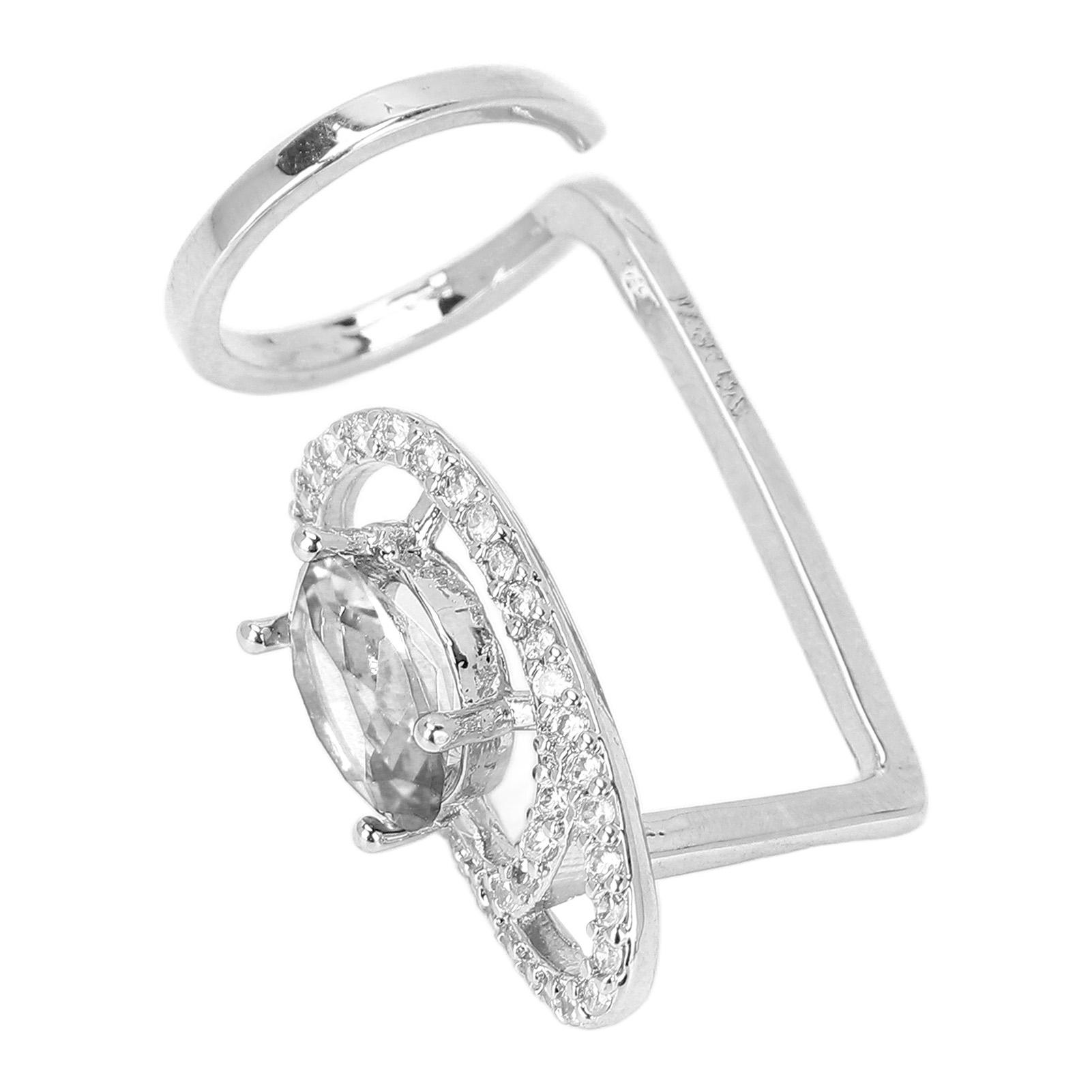 Fingernagelring Strasssteine Glänzend Zart Fingernagel Abdeckring Schmuck Geschenk für Tanzparty weiß