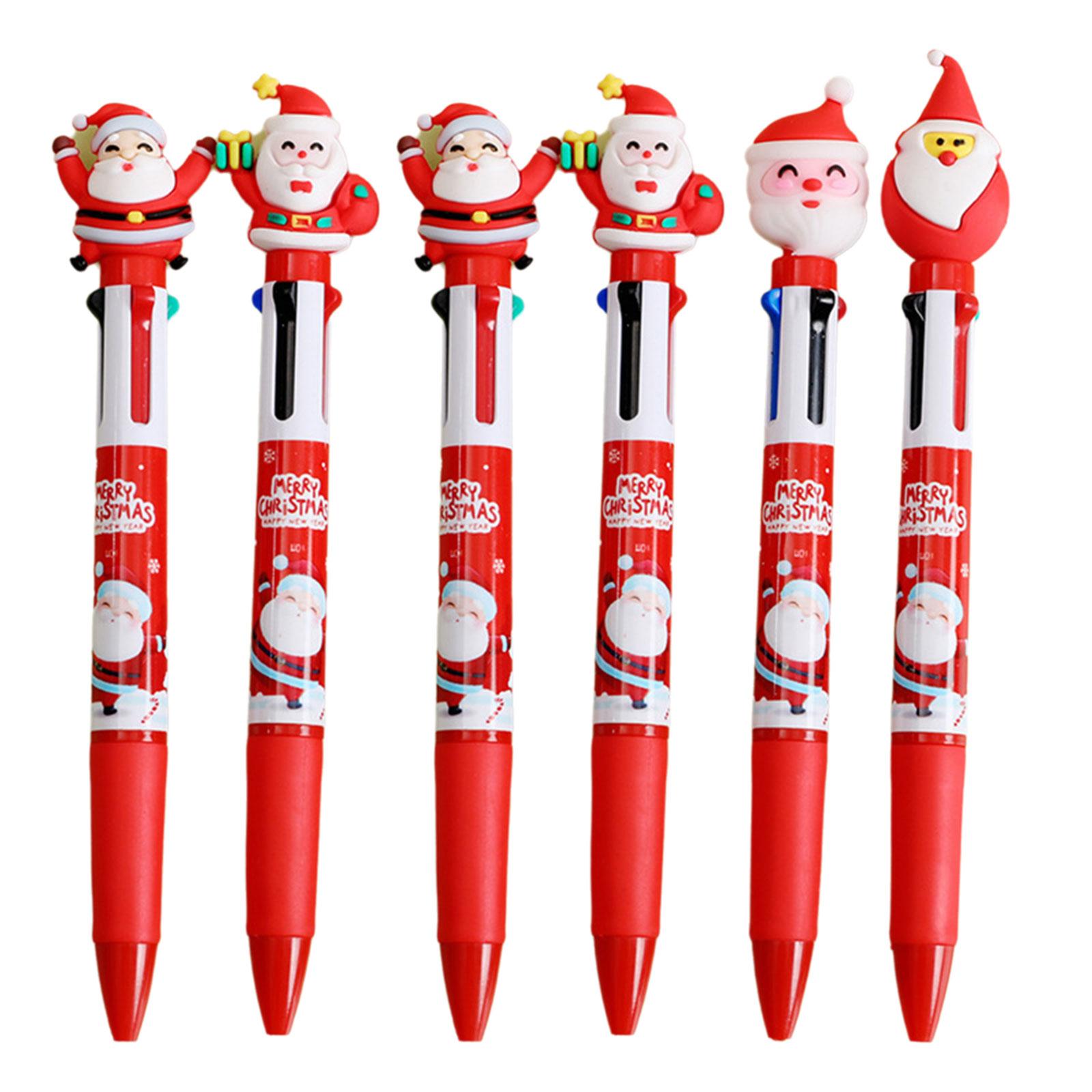 6x/Set 4 in 1 Mehrfarbiger Kugelschreiber Weihnachts-Kugelschreiber 0,5 mm Shuttle-Stift Schreibstift Büro Schulbedarf rot