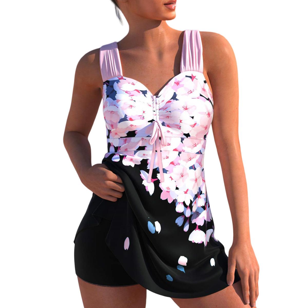 Damen Badeanzug mit ärmelloser Bademode für Sport, Surfen, Tankini-Set, Bademode, zweiteiliger Badeanzug, Pool, Damen-Badeanzug 4XL bunt